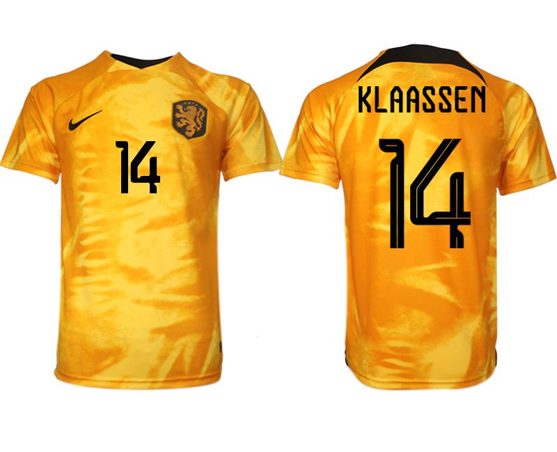 Men 2022 World Cup National Team Netherlands home aaa version yellow 14 Soccer Jerseys